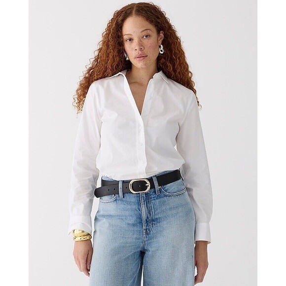 J.Crew Tall  Wren slim Long Sleeve shirt in stretch cotton poplin NWT Size 6T - Picture 1 of 8